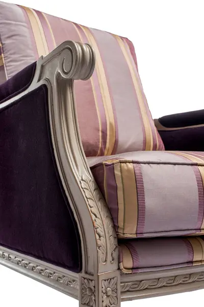 簡単な椅子のアームレスト ショットクローズアップ 白い背景に家具の付属品 — ストック写真