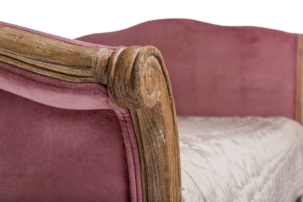 upholstered wooden back of upholstered furniture, closeup shot element