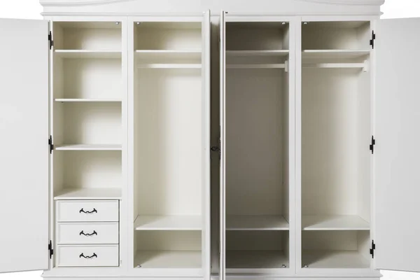 Large White Painted Wood Wardrobe Storage Furniture Isolated White Background — Stock Photo, Image