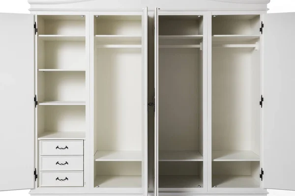 Grande Armoire Bois Peint Blanc Meubles Rangement Isolés Sur Fond — Photo