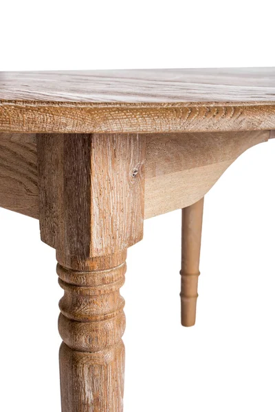 Wooden Table Leg Close Element Object Isolated White Background — Stock Photo, Image
