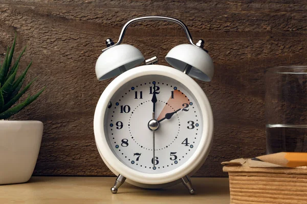 Daylight Saving Time Concept Alarm Clock Placed Bedside Table Indication — Stock Photo, Image
