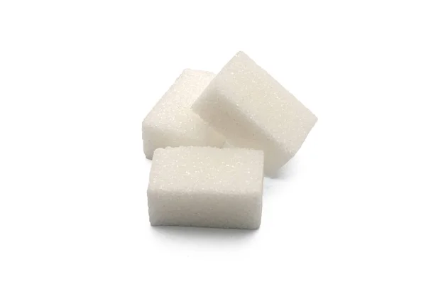 Cubos Azúcar Blanco Aislados Sobre Fondo Blanco Con Sombra — Foto de Stock