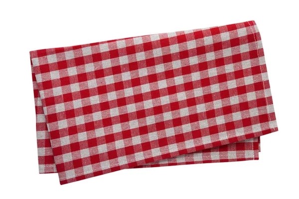 Empty Red Checkered Napkin Top View Isolated — Stock Photo, Image