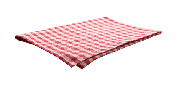 Red Checkered Napkin Front View Isolated White Background — Stock Photo, Image