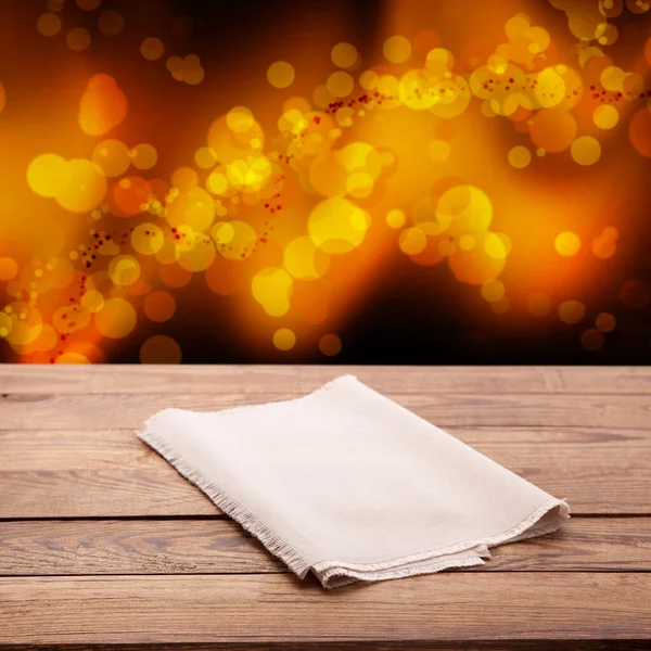 Warm Inviting Wooden Table Napkin Your Next Campaign Empty White — Stock Photo, Image