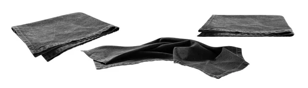 Черный Холст Салфетка Изолированы Белом Фоне Перспективный Набор — стоковое фото