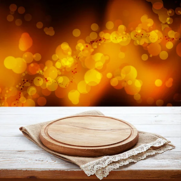 Surprise Your Web Site Visitors Elegant Wooden Pizza Board Napkin — Stock Photo, Image