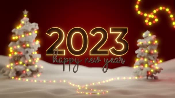 Ano Novo 2023 Humor Árvore Natal Feriados Felizes Caixa Presente — Vídeo de Stock