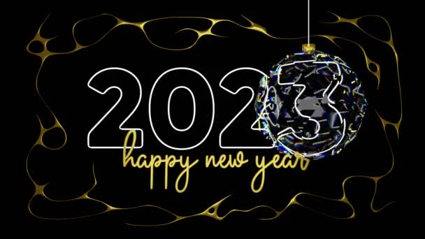 Texto Animado Que Diz Feliz Ano Novo 2023 Feliz Ano — Vídeo de Stock