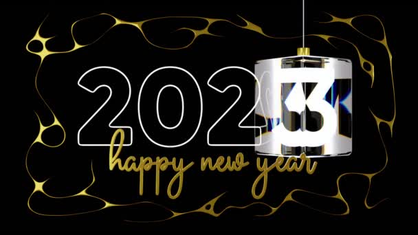 Happy New Year 2023 이라고 애니메이션 텍스트 뉴이어 2023 텍스트 — 비디오