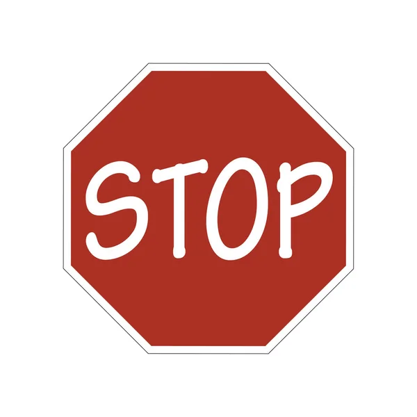 Ilustración Vectorial Del Signo Stop Aislado Blanco — Vector de stock