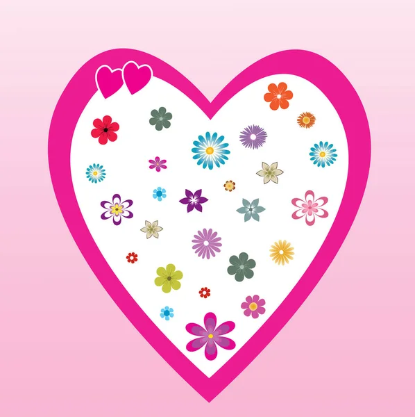 Dia Dos Namorados Fundo Com Flores Inseridas Forma Coração — Vetor de Stock