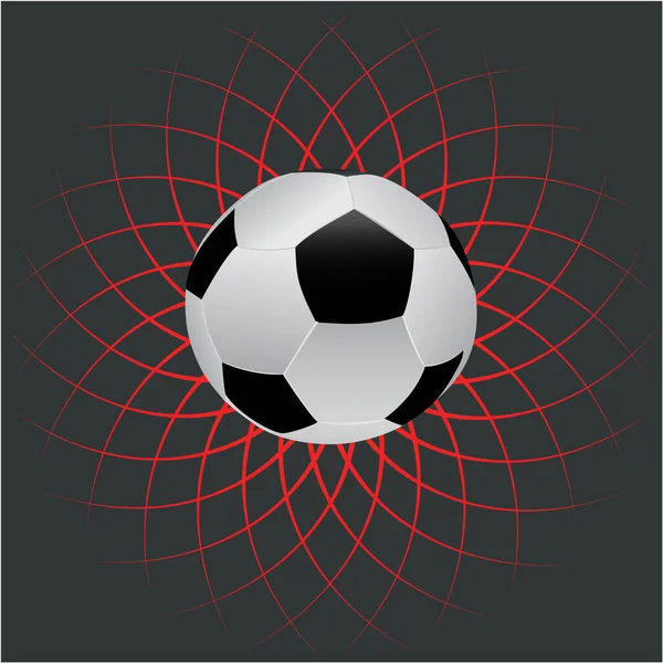 Schwarz Weißes Fußball Symbol Auf Schwarzem Hintergrund Rote Linien — Stockvektor