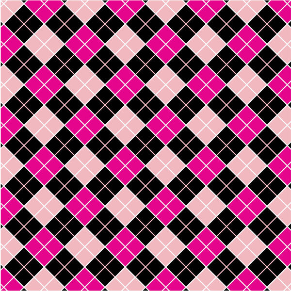 Argyle pattern of black and pink diamonds shapes, Harlequin or diamond pattern