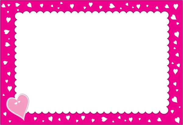 Scalloped Edge Paper Frame Hearts Love Hearts Card — Stock Vector