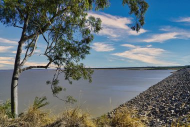 Lake Maraboon is Queensland's second largest lake in Australia. Fairbairn Dam is an earth-filled embankment dam across the Nogoa River, located southwest of Emerald in Central Queensland, Australia. clipart