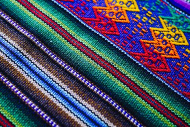 El yapımı güzel, parlak renkli malzemeler Güney Amerika 'dan.