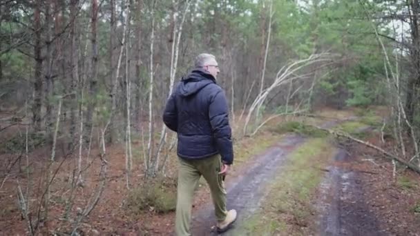 Man Establishes Reasons Fall Trees Road Blocking Passage — Stockvideo