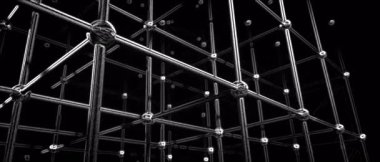 Kristal kafes şeklinde geometrik şekillerin tek renkli görüntüsü.