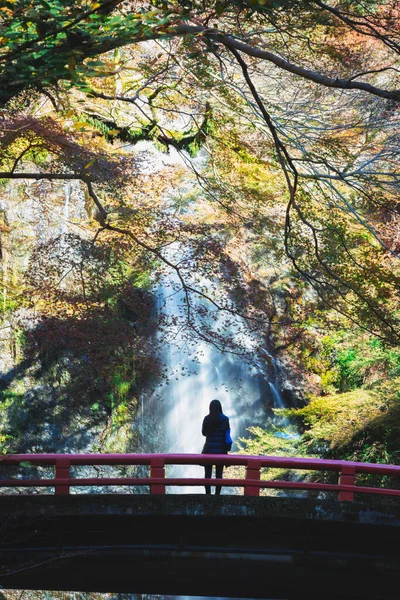 Wodospad Minoh Jesienią Osaka Japonia — Zdjęcie stockowe