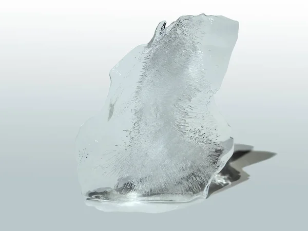 白い緑色の背景に孤立した泡がゆっくりと溶けていく氷の彫刻の抽象的な形状 ストック写真