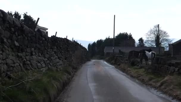 Car Pov Point View Driving Hey Head Lane Todmorden Close — Stock Video