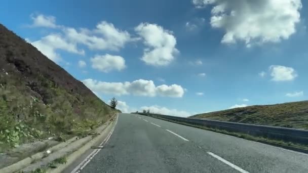 Вітрове Скло Або Вид Спереду Автомобіля Водіння Вершині Snake Pass — стокове відео