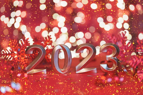 Gyllene Nummer Från 2023 Gott Nytt Gratulationskort Glödande Festlig Krans — Stockfoto