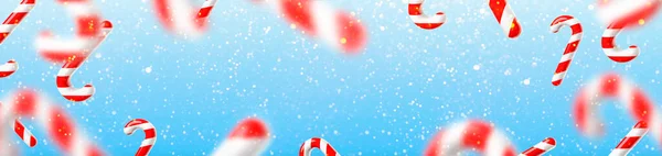 Frame Made Christmas Candy Canes Realistic Glossy Rendering Banner Light — Stock Photo, Image
