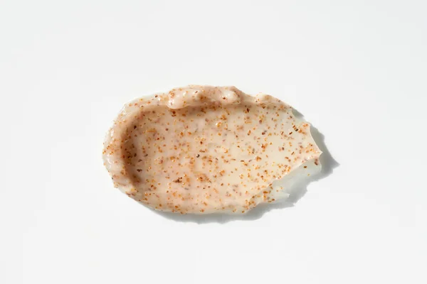 Body Scrub Texture Apricot Kernel White Background Cosmetic Smear Appearance — Fotografia de Stock