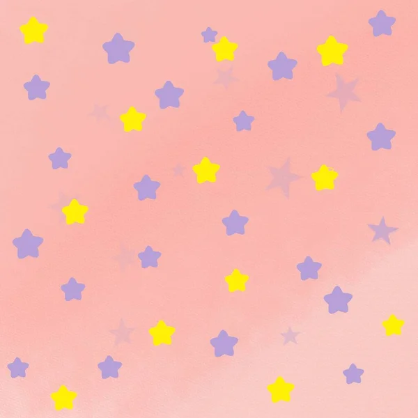 Star Yellow Purplr Color Background Feriado Engraçado Happy Birht Day — Fotografia de Stock