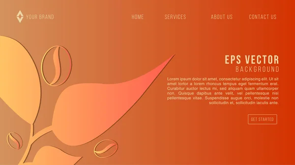 Coffee Theme Web Design Abstract Background Eps Vector Website Landing — Stock Vector