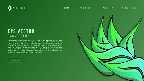 Green Leaf Web Design Abstract Background Lemonade Eps Vector Website — Stock Vector