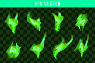 Arkaplanda Yeşil Ateş Ateşinin Vektörü İzole Edildi