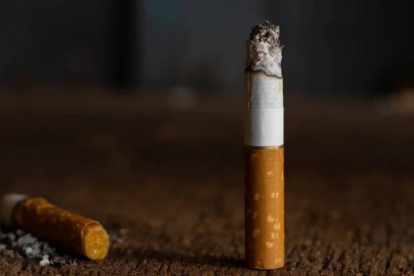 Dohányzásmentes Világnap Fogalma Dohányzásról Való Leszokásban Dohány Cigaretta Csikk Padlón — Stock Fotó