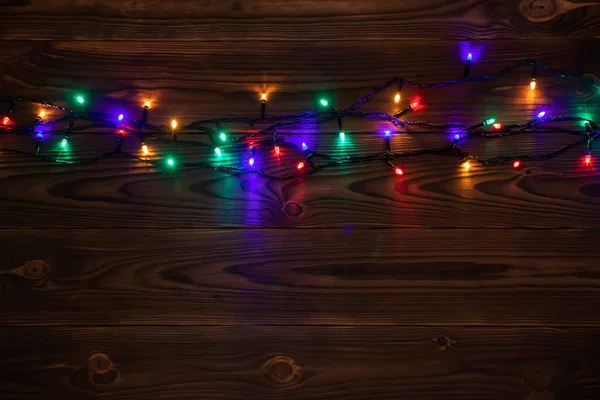 Різдвяний Фон Світлом Вільним Текстовим Простором Різдвяний Вогняний Кордон Яскраві — стокове фото
