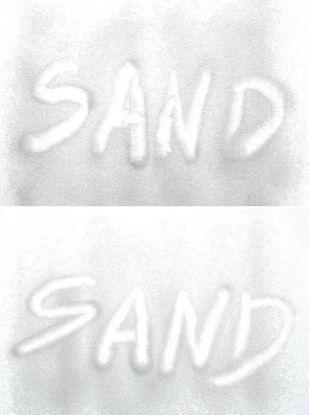 Sand Written Sandy Beach Close — Stock Photo, Image