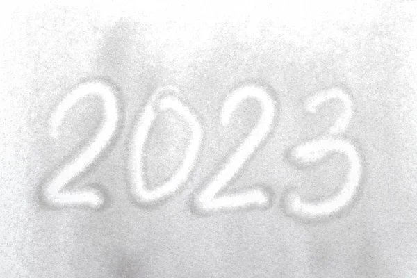 2023年白い砂の上に書く — ストック写真