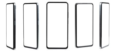 Blank form of smartphone frame collection with white background for add template infographic or presentation and advertisement. Technology and object with clipping path.