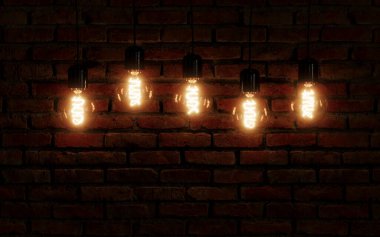 Retro tarzı ampuller. Edison 'un lambaları içeride.,