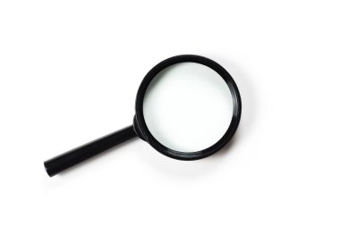 Beyaz üzerine büyüteç ya da lens, üst görünüm