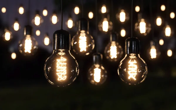 Lumière Décor Ampoule Style Rétro Dans Fête Plein Air — Photo