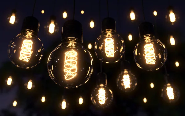 Light Retro Style Bulb Decor Outdoor Party — Stock Photo, Image