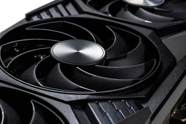 Video graphics card coolers. Gpu background close up.