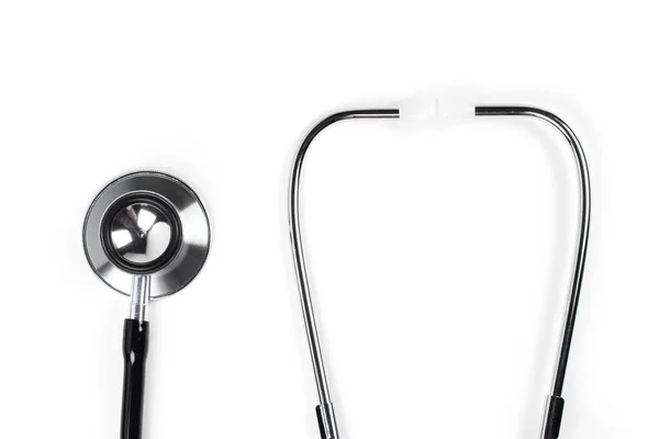 Zwarte Stethoscoop Witte Achtergrond Gezondheidszorg Copcept — Stockfoto