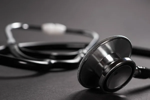Stethoscope Μαύρο Φόντο Χώρο Για Κείμενο Έννοια Υγείας Ιατρική Εννοιολογική — Φωτογραφία Αρχείου