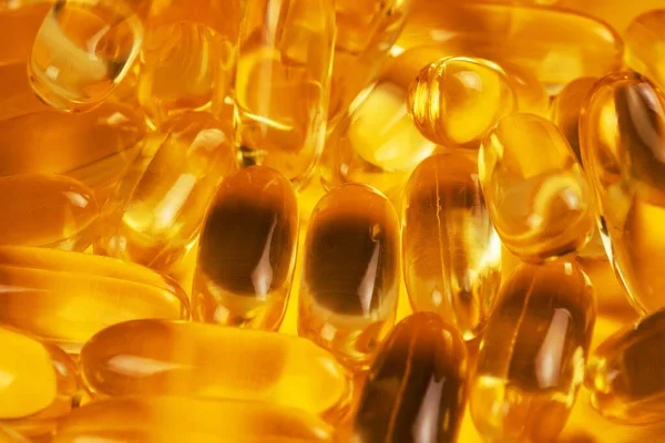 Fischöl Kapseln Mit Omega Und Vitamin Hintergrund — Stockfoto