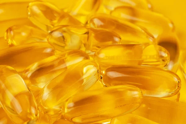 Fischöl Kapseln Mit Omega Und Vitamin Hintergrund — Stockfoto