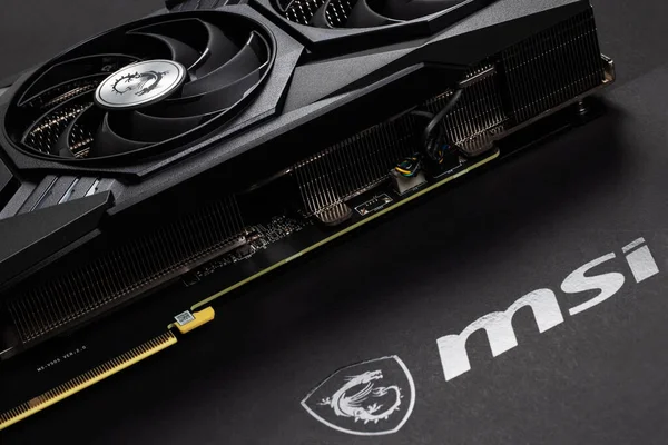 Дніпро Україна Лютого 2023 Деталі Відеокарти Msi Логотипом Апаратне Забезпечення — стокове фото